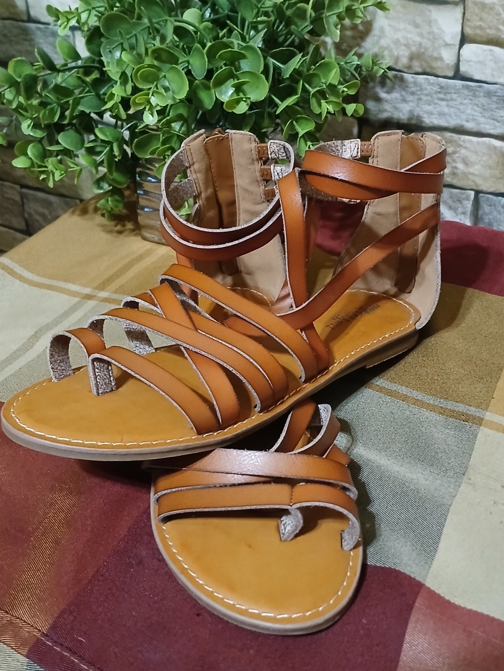 American Eagle Outfitters Tan Strappy Gladiator Sandals Size 10 New